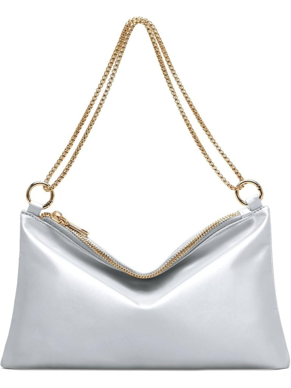 👜Women's Silver Evening Handbag Satin Shoulder Bag Cocktail Party Wedding Purse